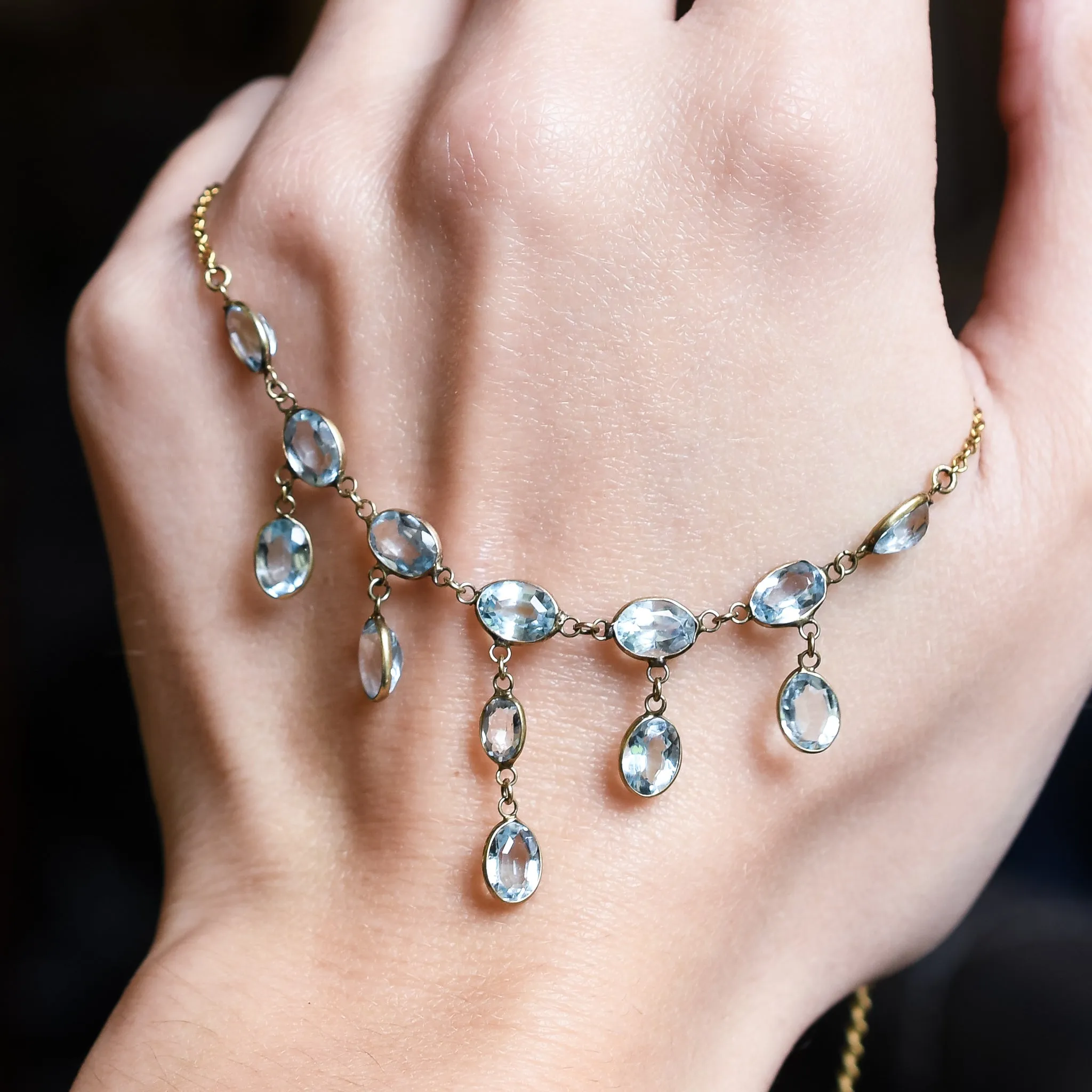 Edwardian Aquamarine Multi-Drop Necklace