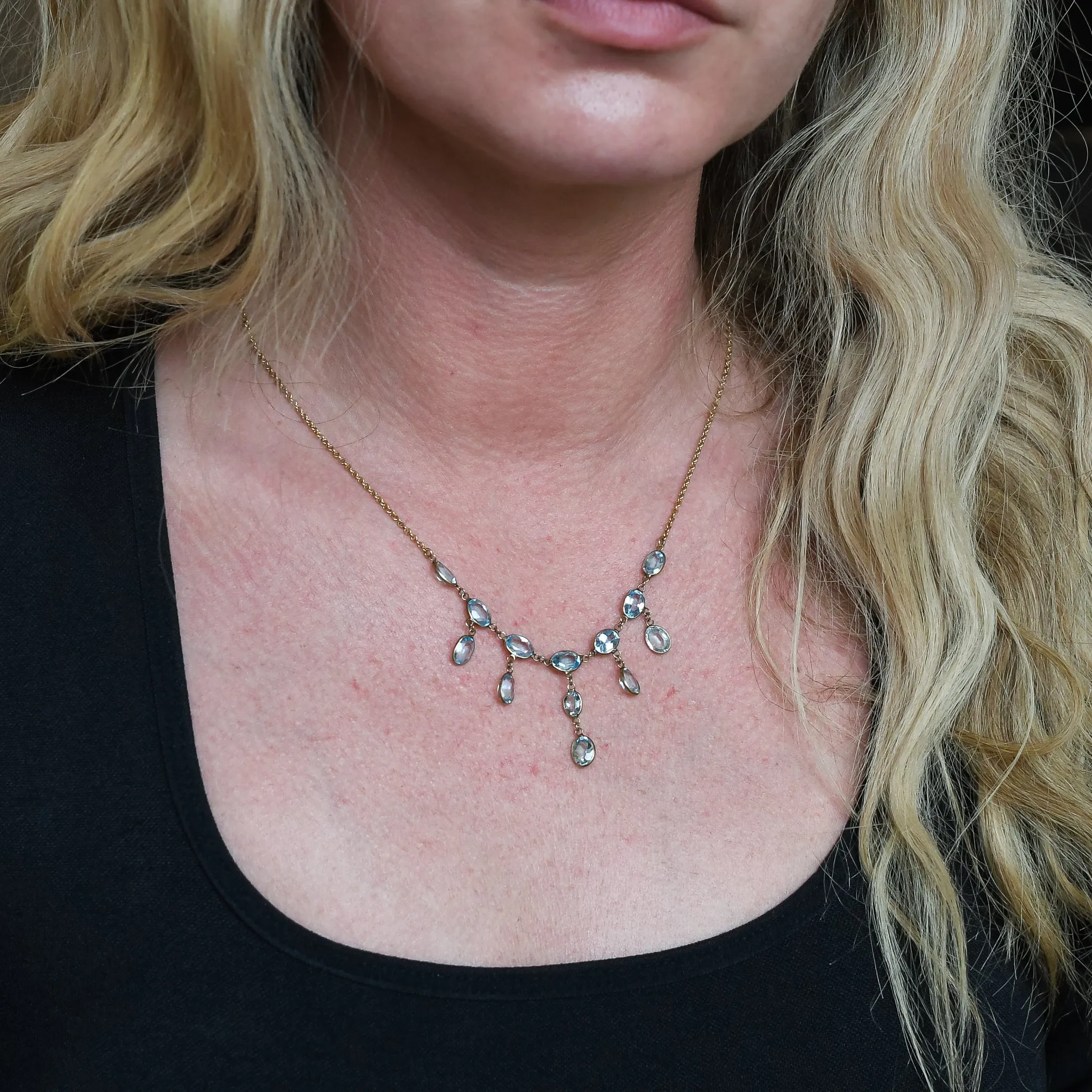 Edwardian Aquamarine Multi-Drop Necklace