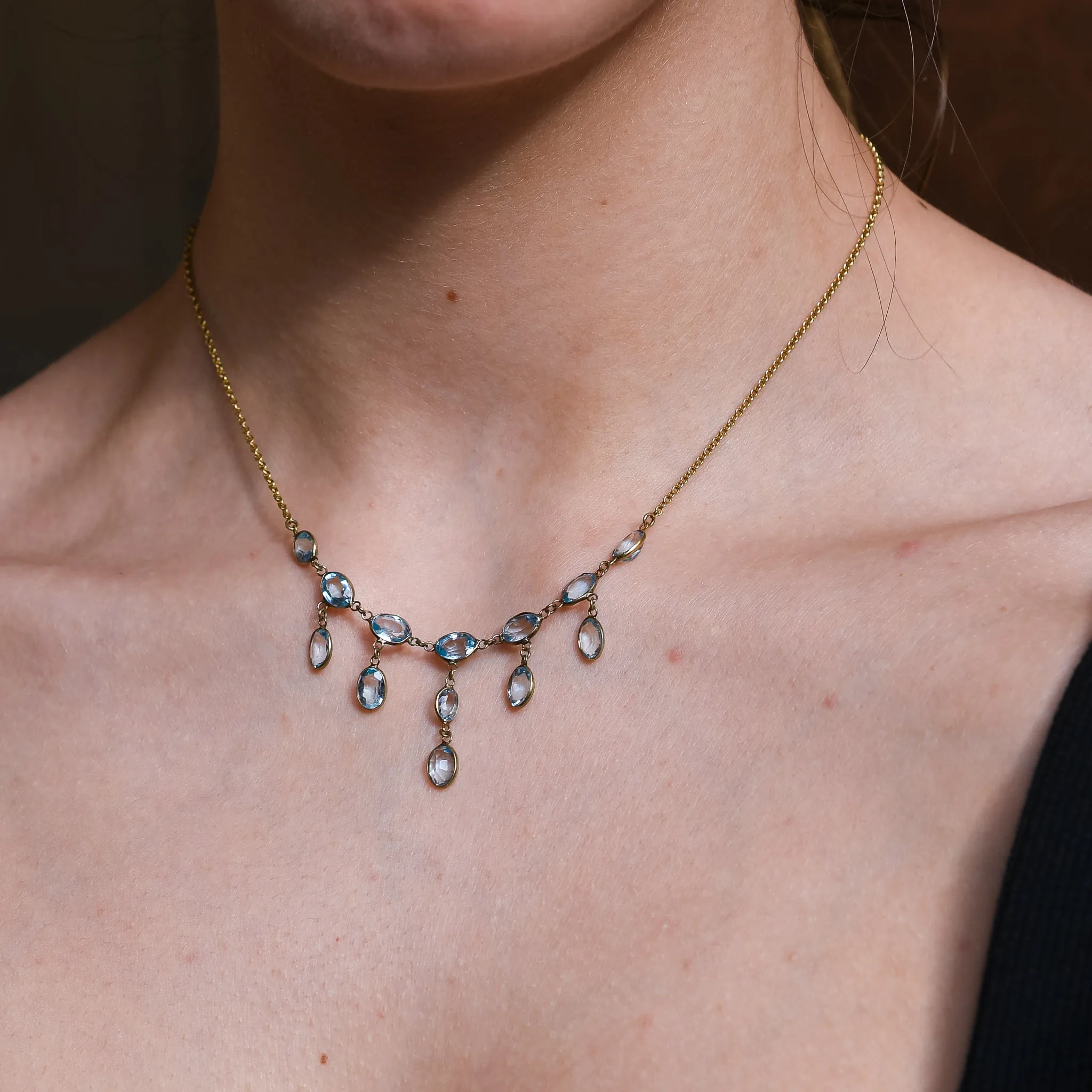 Edwardian Aquamarine Multi-Drop Necklace