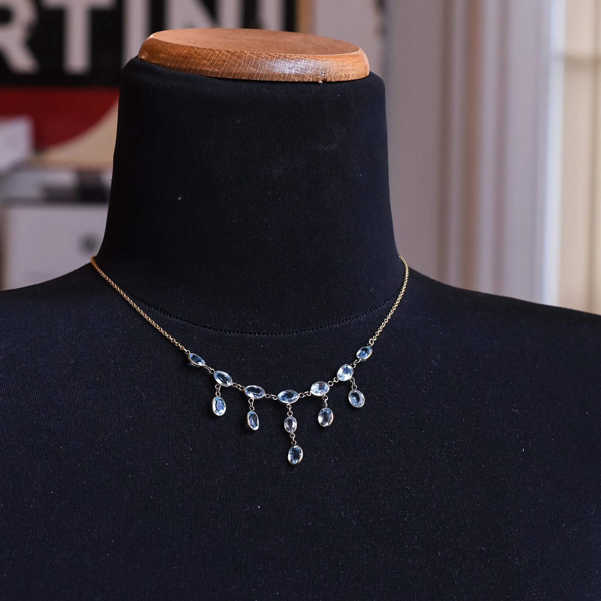 Edwardian Aquamarine Multi-Drop Necklace