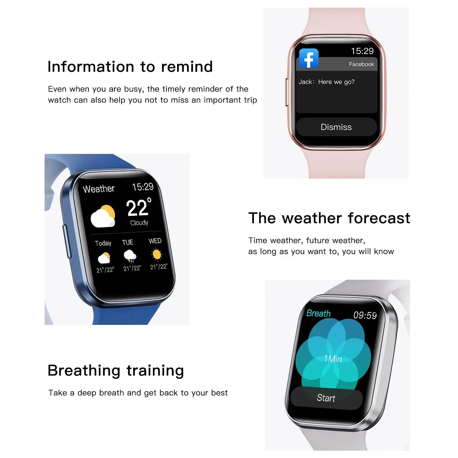 EFFEOKKI 1.69" HD Display Smart Fitness Watch