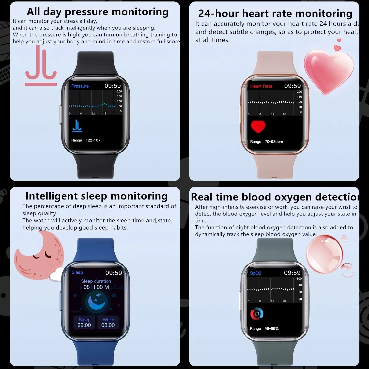 EFFEOKKI 1.69" HD Display Smart Fitness Watch