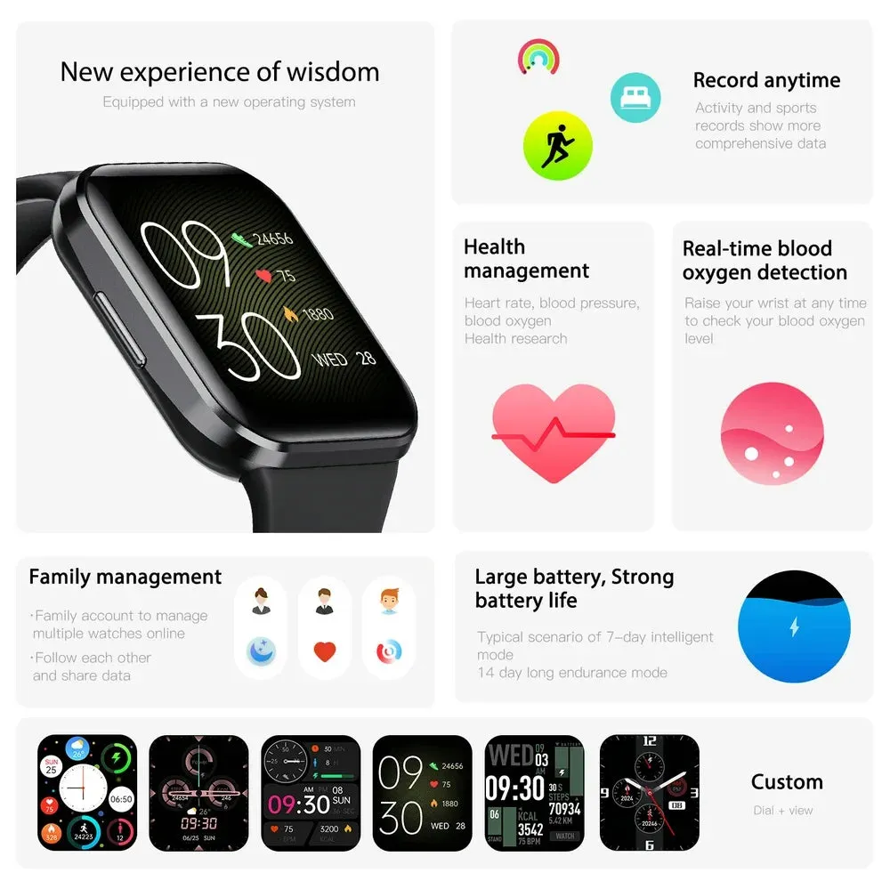 EFFEOKKI 1.69" HD Display Smart Fitness Watch