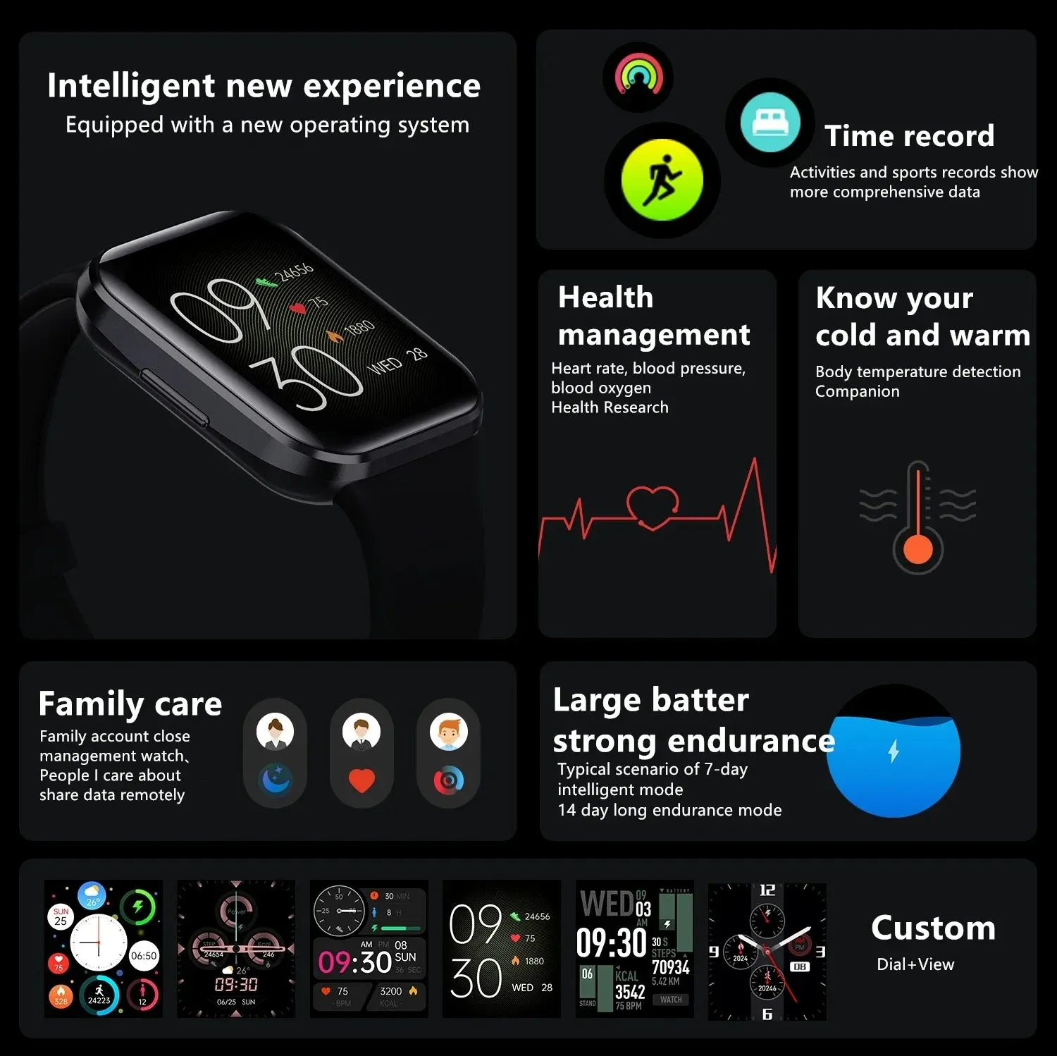 EFFEOKKI 1.69" HD Display Smart Fitness Watch