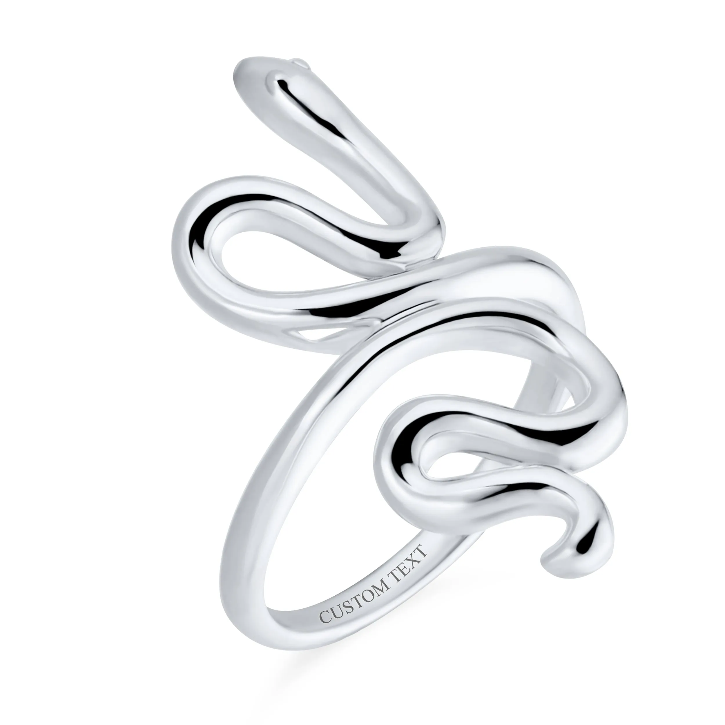 Egyptian Serpent Snake Silver Ring Band for Garden Animal Pet Reptile Lovers