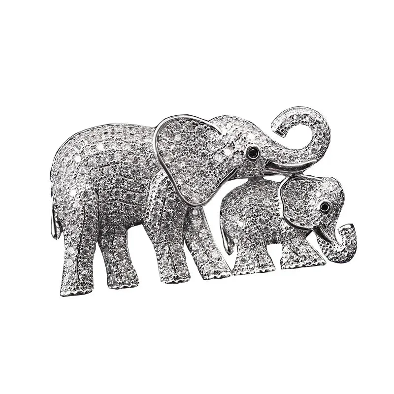 Elephants Zircon Brooches Pins Rhinestone