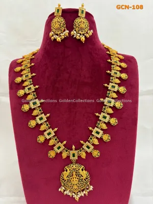Emarald Kasulaperu Long Necklace Set - GoldenCollections GCN-108