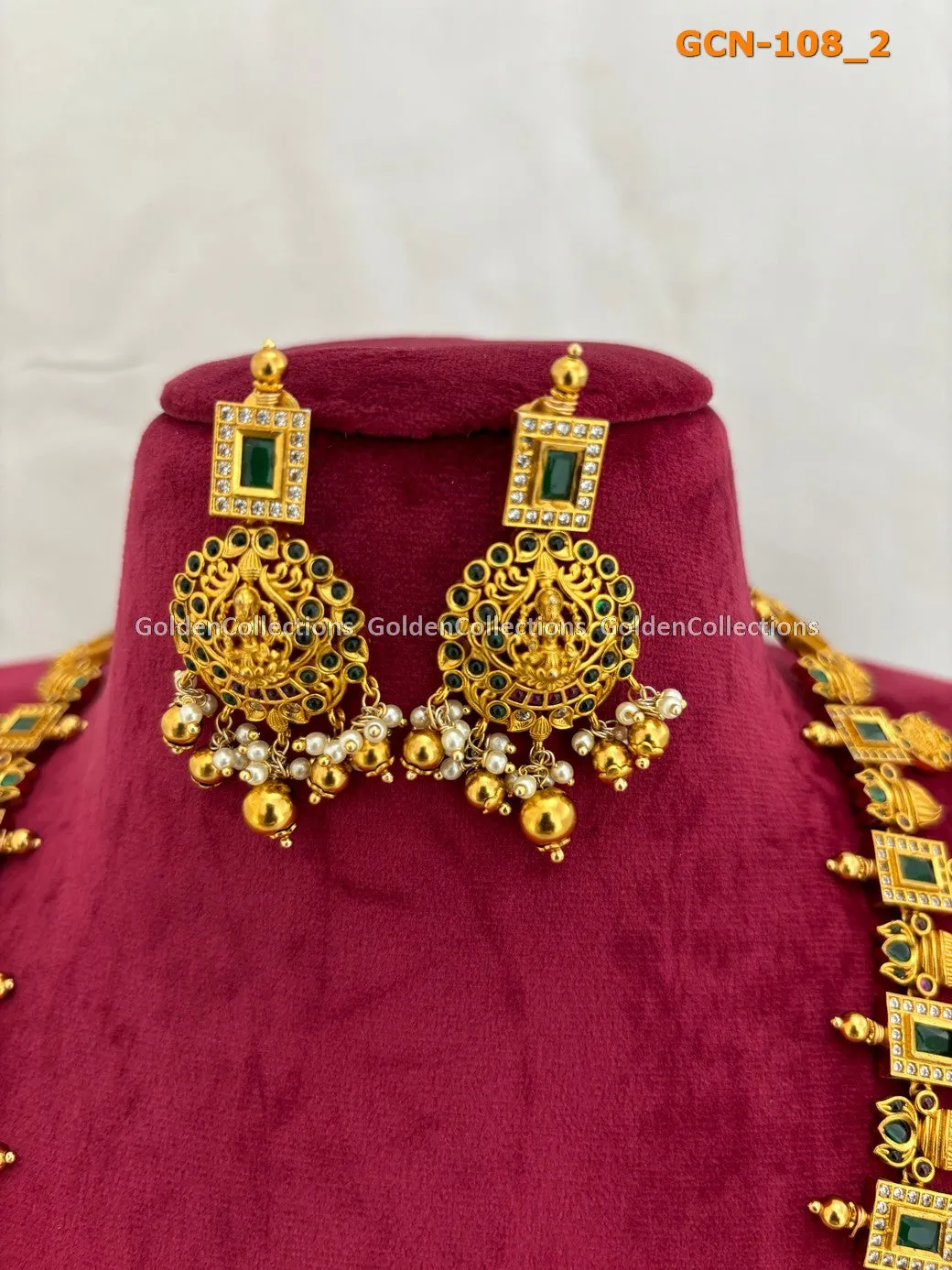 Emarald Kasulaperu Long Necklace Set - GoldenCollections GCN-108