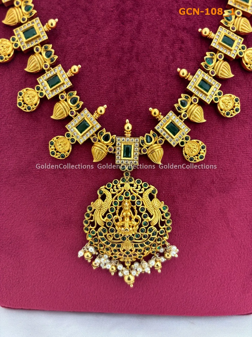 Emarald Kasulaperu Long Necklace Set - GoldenCollections GCN-108