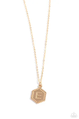 Emblematic Elegance - Gold - E Initial Necklace