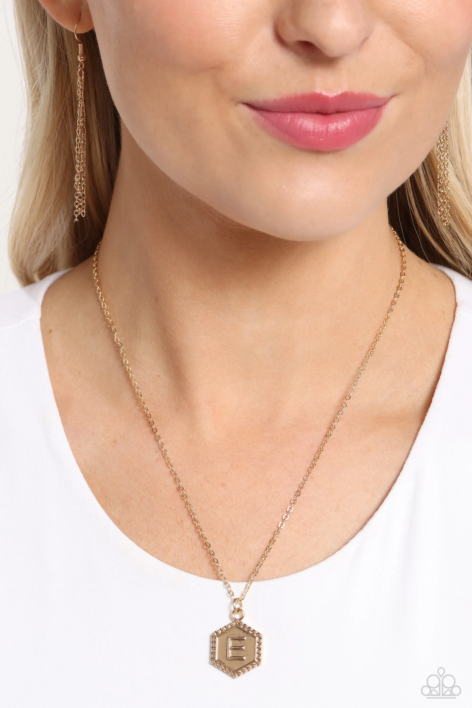 Emblematic Elegance - Gold - E Initial Necklace
