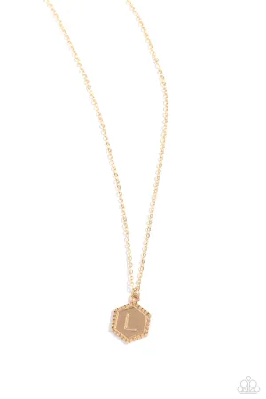Emblematic Elegance - Gold - L - Initial Pendant Paparazzi Short Necklace