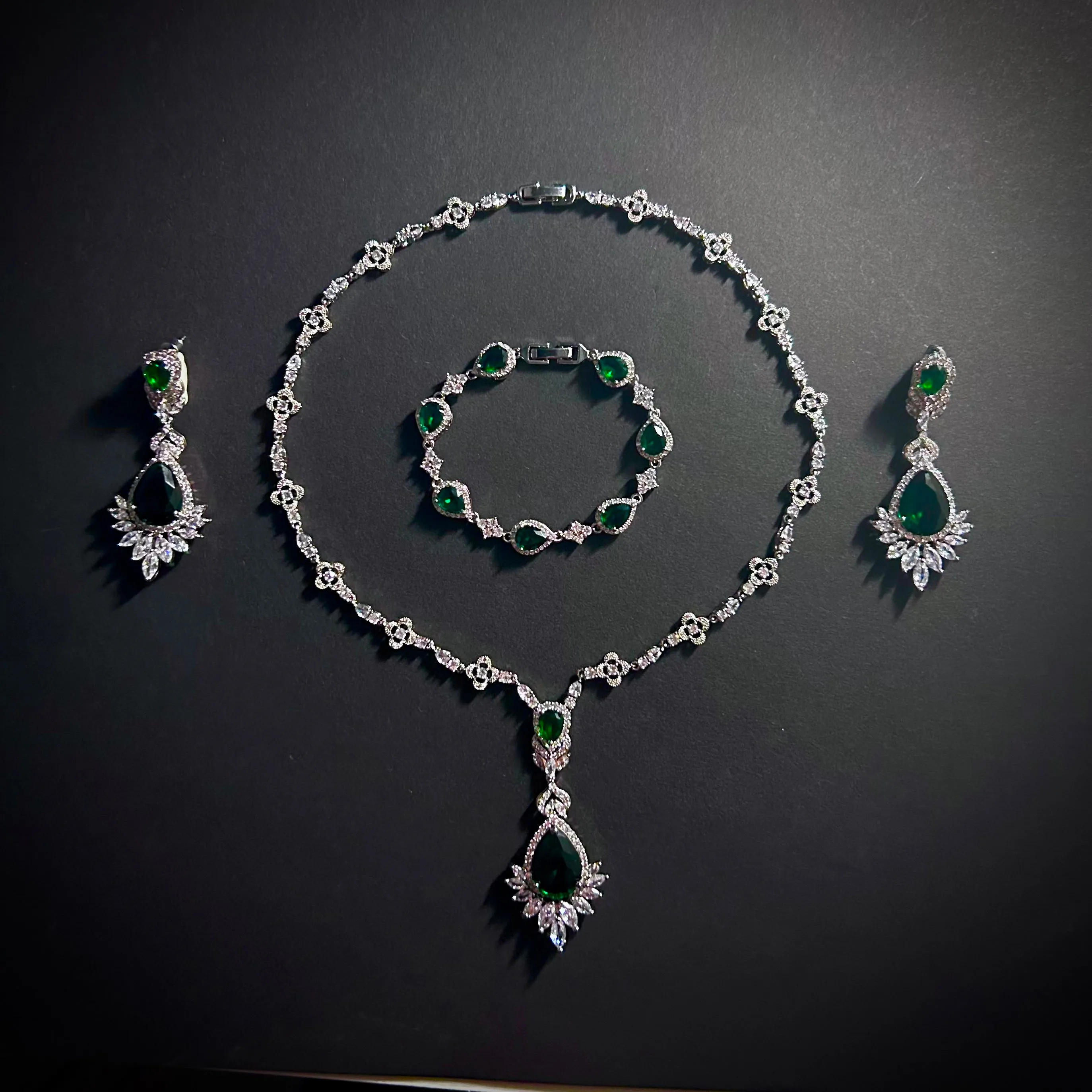 Emerald Teardrop Statement Earrings
