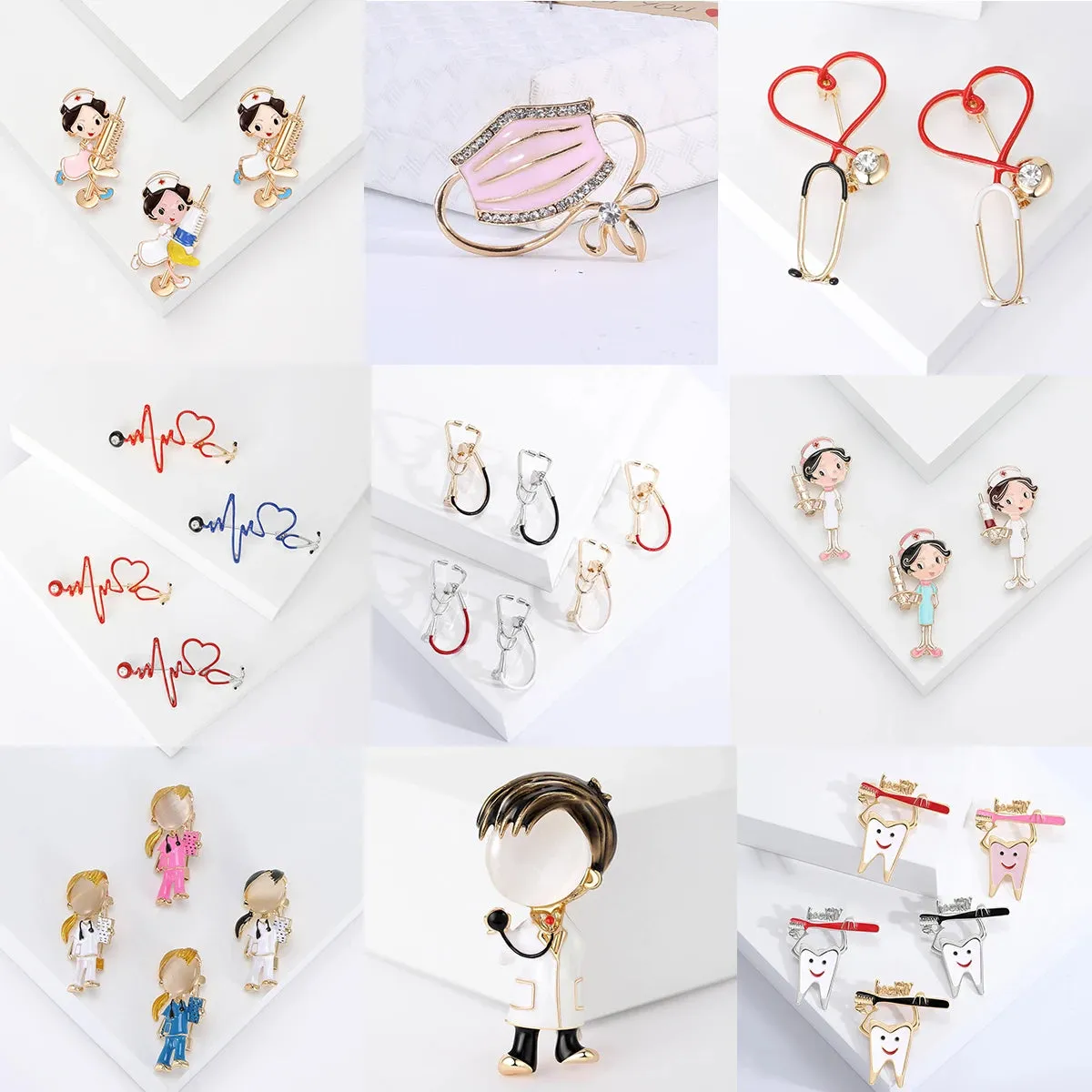 Enamel Medical Series Brooches