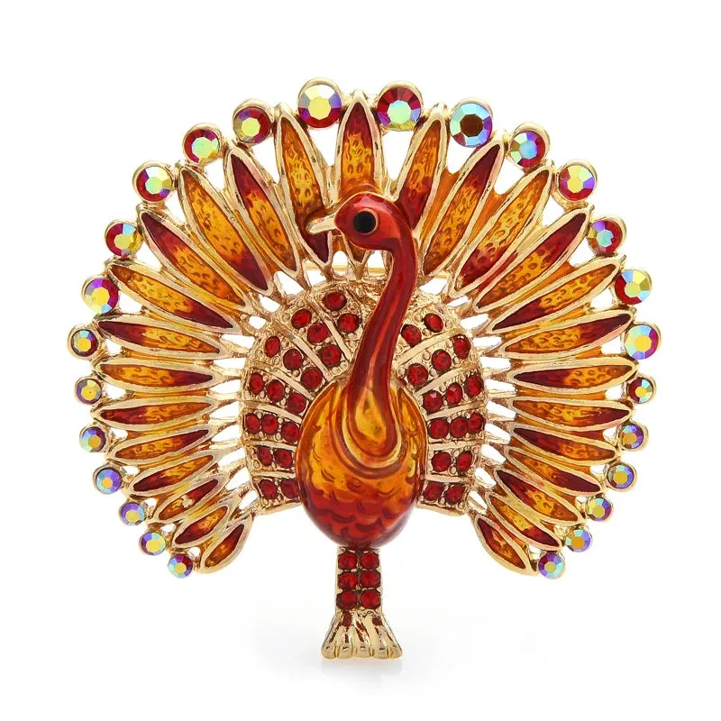 Enamel Peacock Brooch Pins Winter Fashion Jewelry Animal Brooches Gift