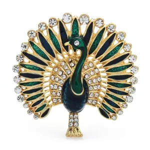 Enamel Peacock Brooch Pins Winter Fashion Jewelry Animal Brooches Gift