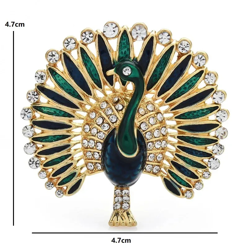 Enamel Peacock Brooch Pins Winter Fashion Jewelry Animal Brooches Gift