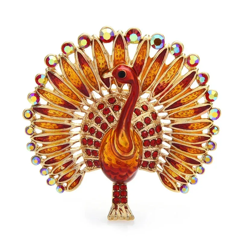 Enamel Peacock Brooch Pins Winter Fashion Jewelry Animal Brooches Gift