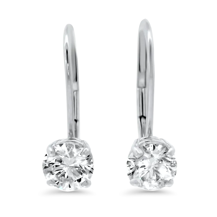 Estate 14k White Gold Diamond Drop Earrings