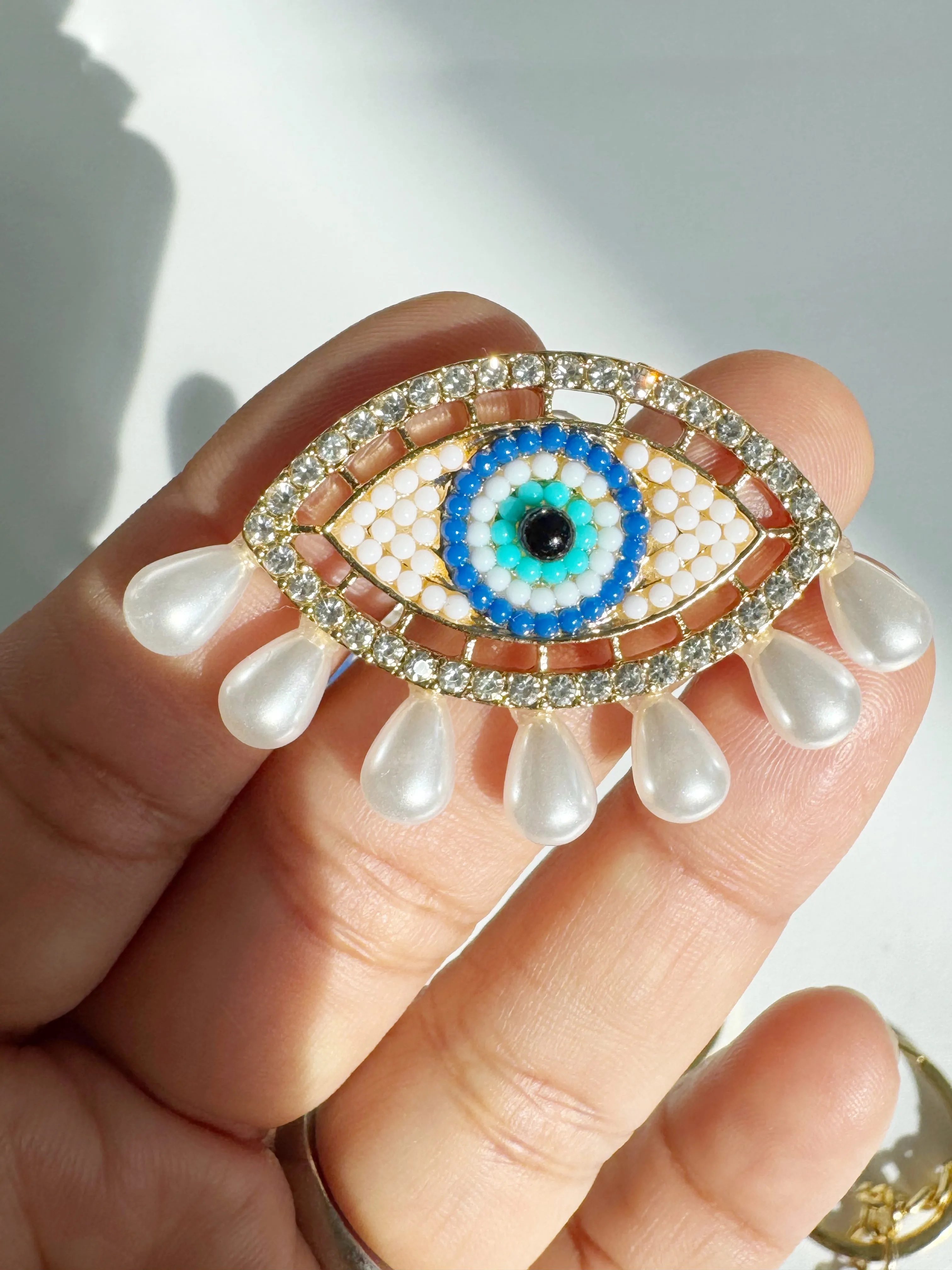 Evil Eye Pearl Statement Earrings