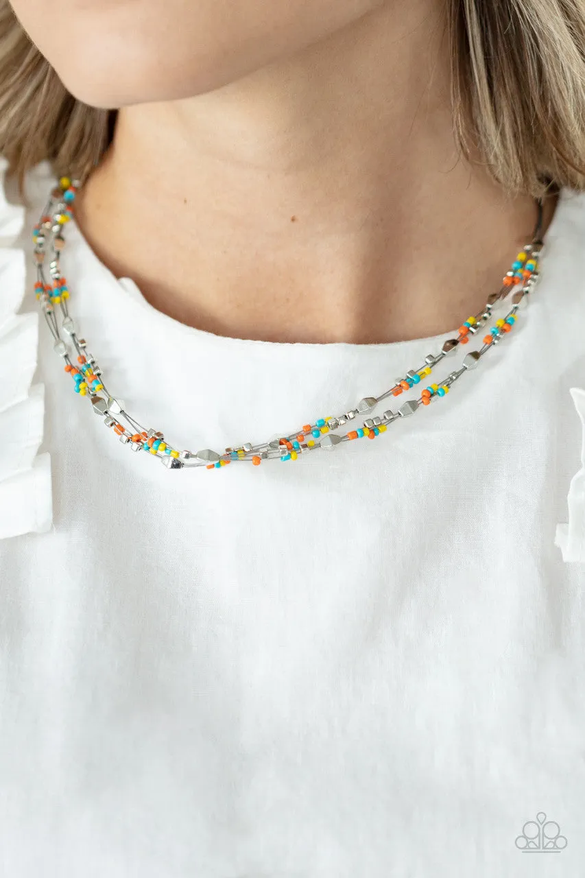 Explore Every Angle - Multi - Seed Bead Multistrand Paparazzi Short Tiered Necklace