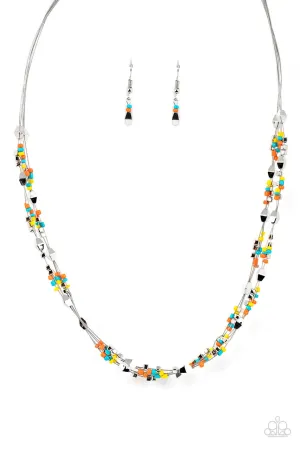 Explore Every Angle - Multi - Seed Bead Multistrand Paparazzi Short Tiered Necklace
