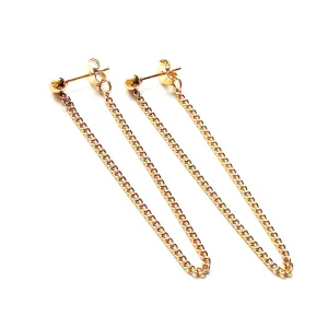 Ezio Gold Stud Chain Drop Earrings