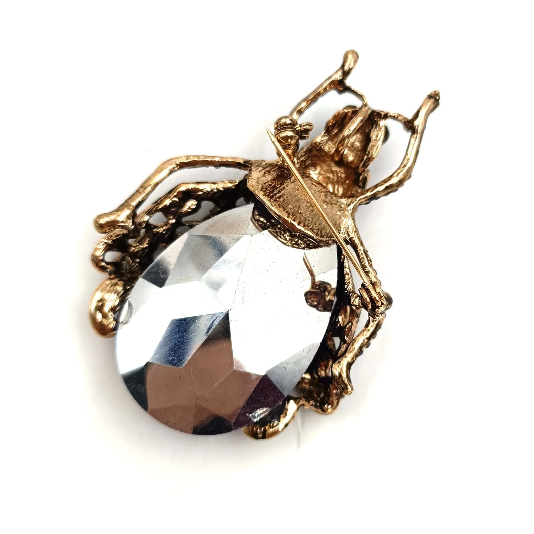 Fabulous Big Blue Fly Beetle Brooch Bug Pin Rhinestone Insect Jewelry