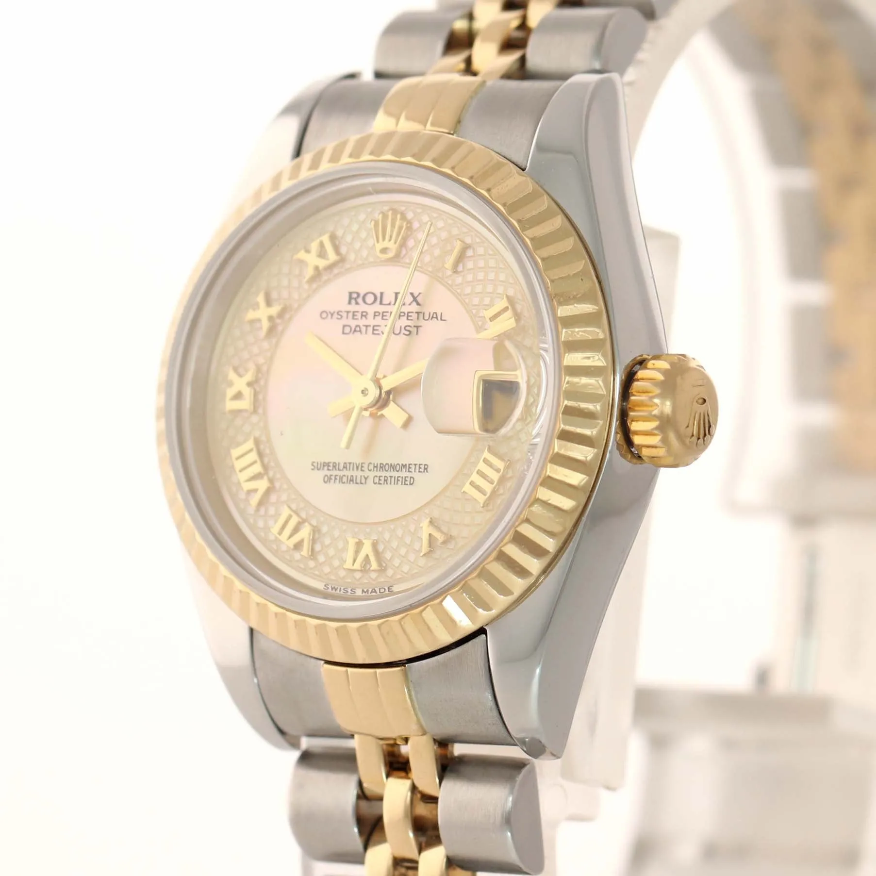FACTORY MOP Roman Ladies Rolex DateJust 79173 Two Tone Gold Jubilee Watch