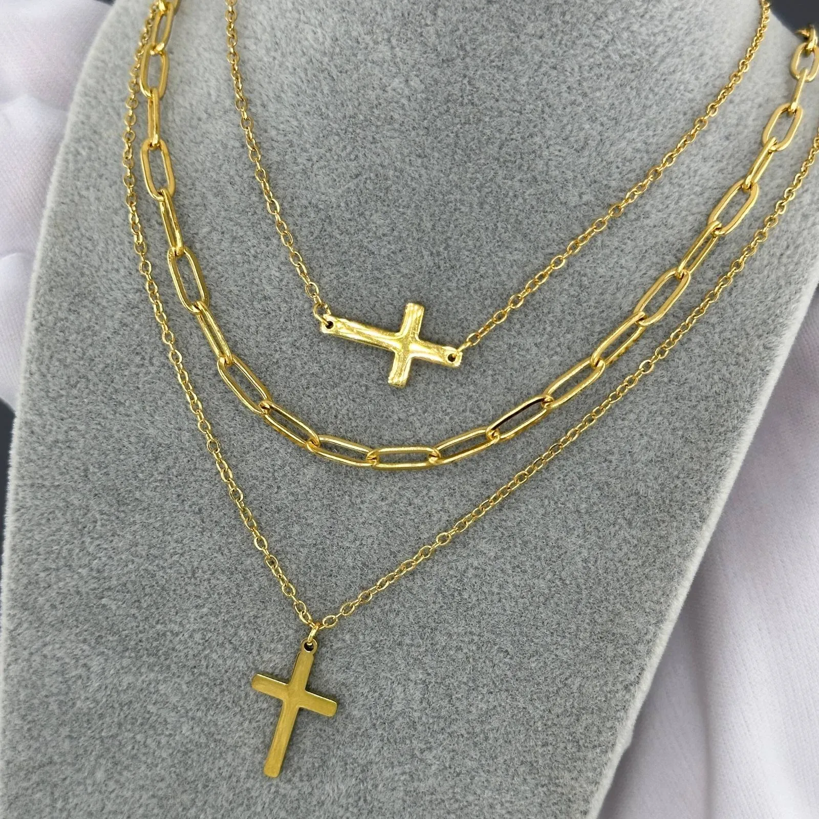 Faith Cross Pendant in 18K Gold Plated Steel