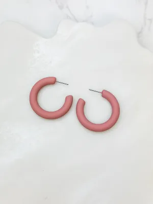Fall Color Coated Hoop Earrings - Rose