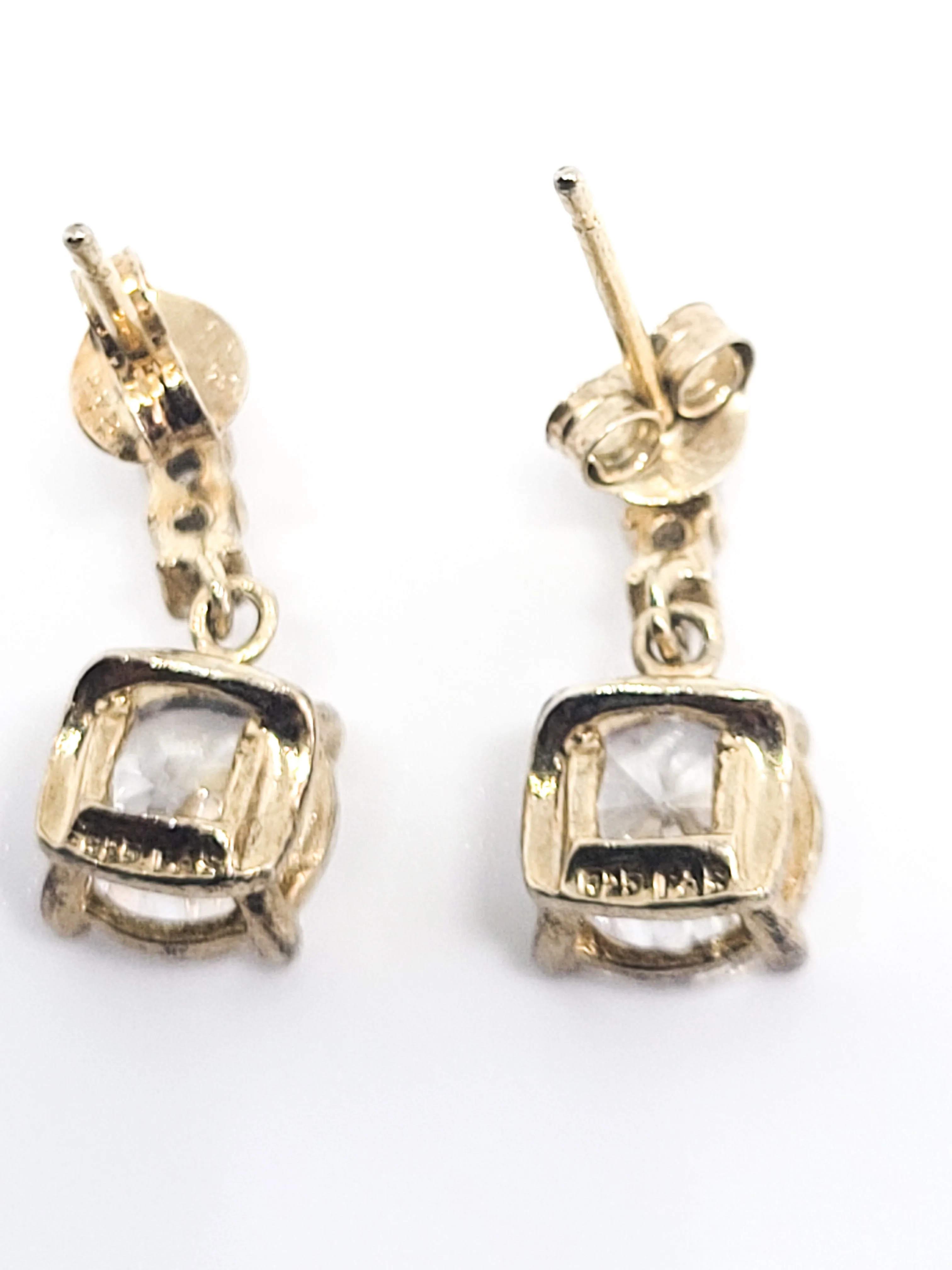 FAS gold over sterling silver Cubic Zirconia drop earrings 925