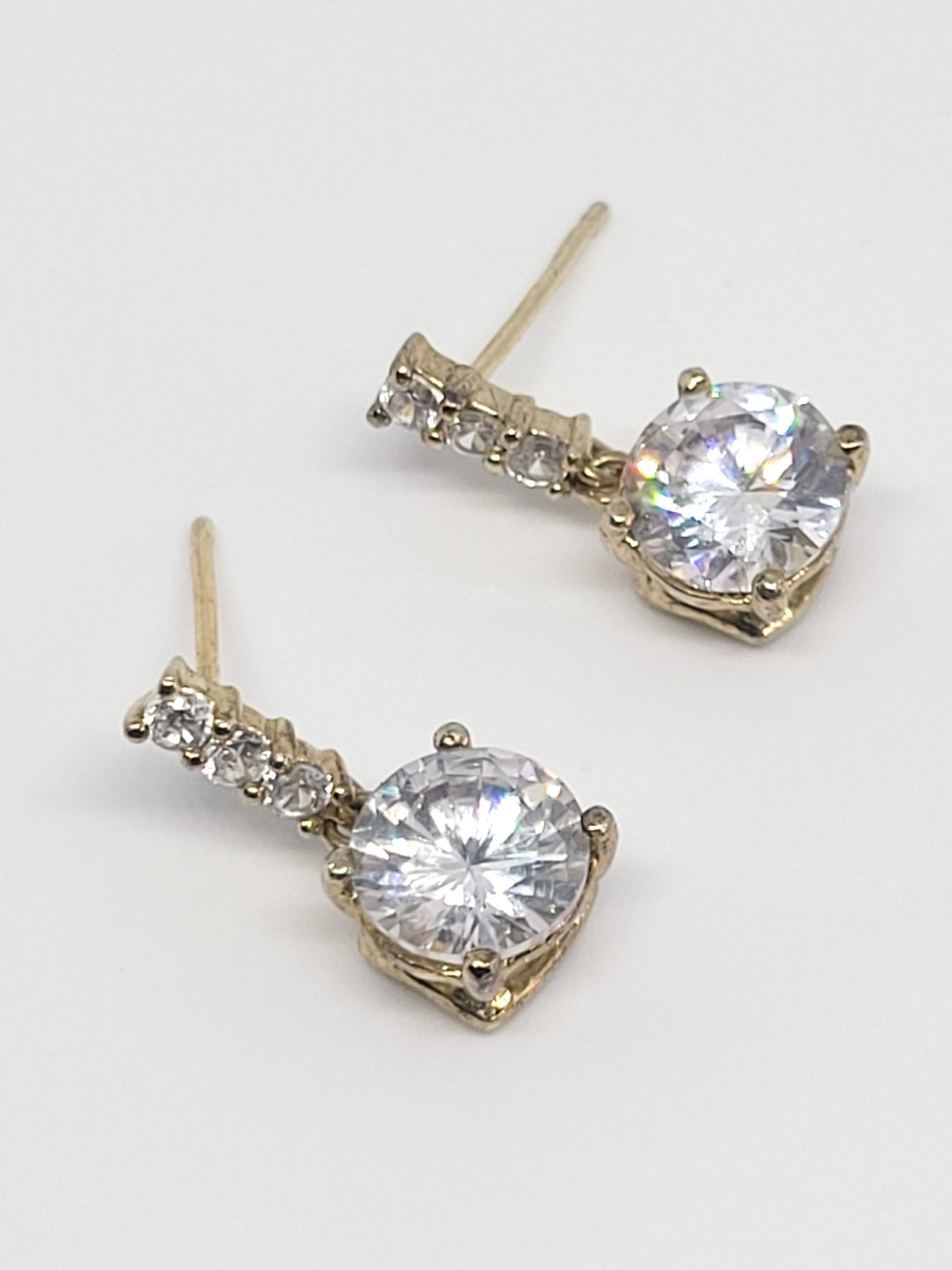 FAS gold over sterling silver Cubic Zirconia drop earrings 925
