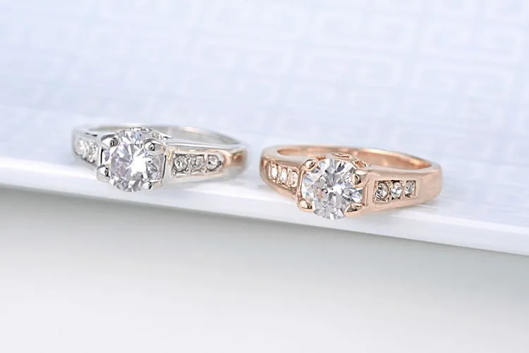 Fashion Crystal Ring with Austrian Crystal Rose Gold Plated Wedding Jewelry