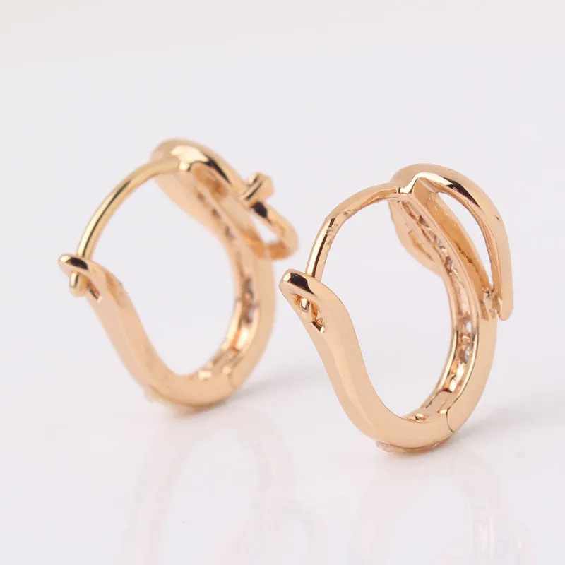 Fashion Heart Love Earrings for Women 18K Gold Plated White Stone Crystal CZ Zircon hoop Earrings Wedding Jewelry