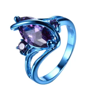 Fashion Male Female Blue Gold Ring Purple Ring Punk American Style Vintage Party Wedding Rings