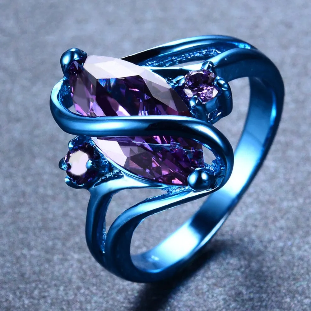 Fashion Male Female Blue Gold Ring Purple Ring Punk American Style Vintage Party Wedding Rings