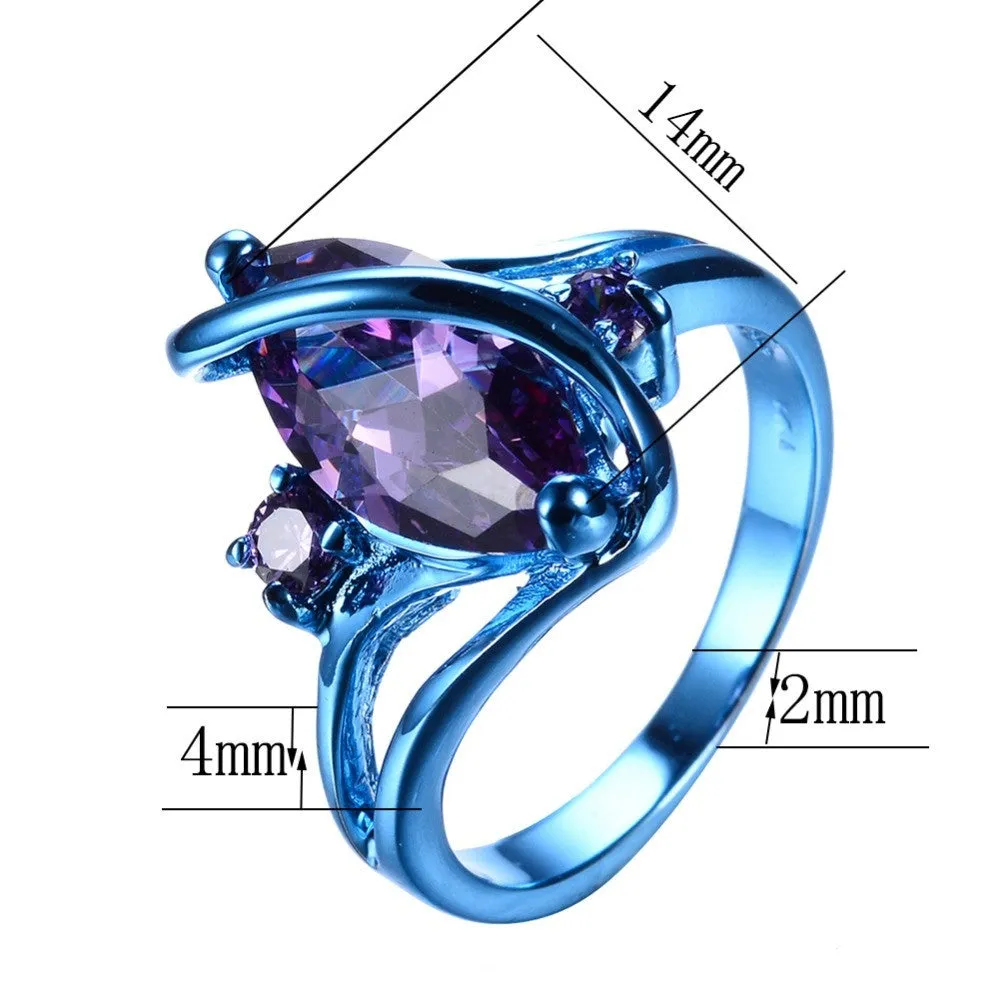 Fashion Male Female Blue Gold Ring Purple Ring Punk American Style Vintage Party Wedding Rings