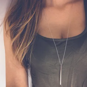 Fashion Simple Sliver Gold Plated Chain Necklace lariat Charm Bar Necklaces&Pendants For women gift n107