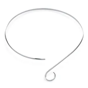Fine Modern Choker Necklace with V Swirl Ball Shape Geometric Collar Silver