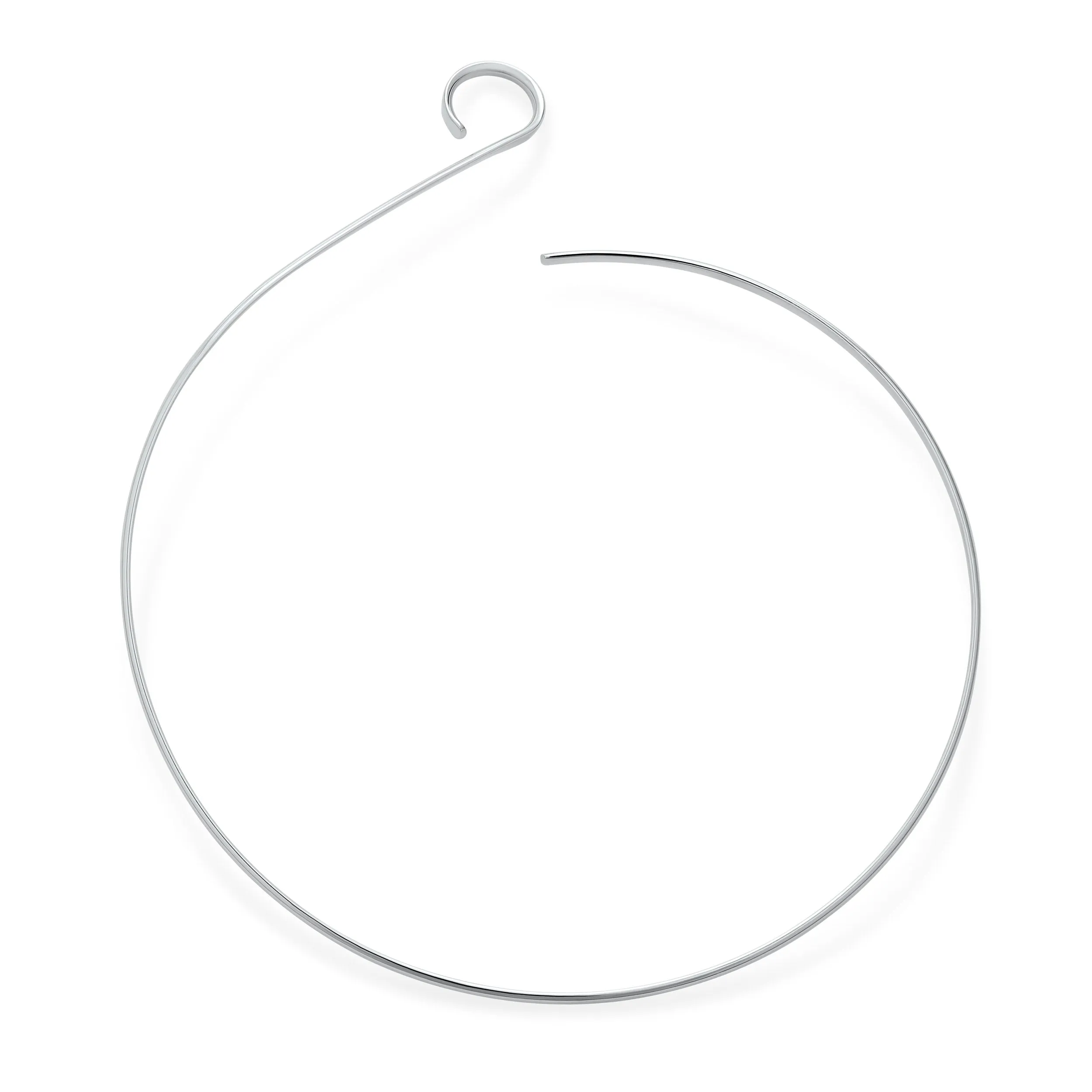 Fine Modern Choker Necklace with V Swirl Ball Shape Geometric Collar Silver