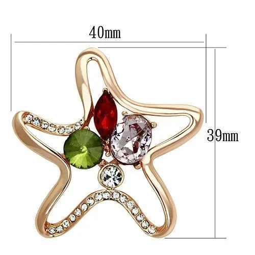 Flash Rose Gold White Metal Brooch with Synthetic Acrylic Stone - Ships in 4-7 Days