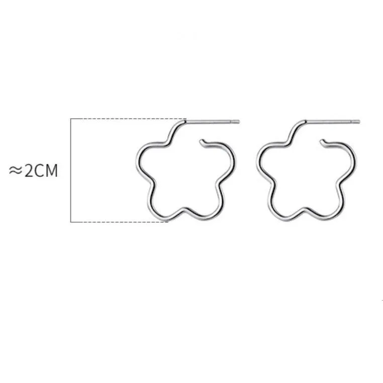 Flower Hoop Stud Earrings-SS038