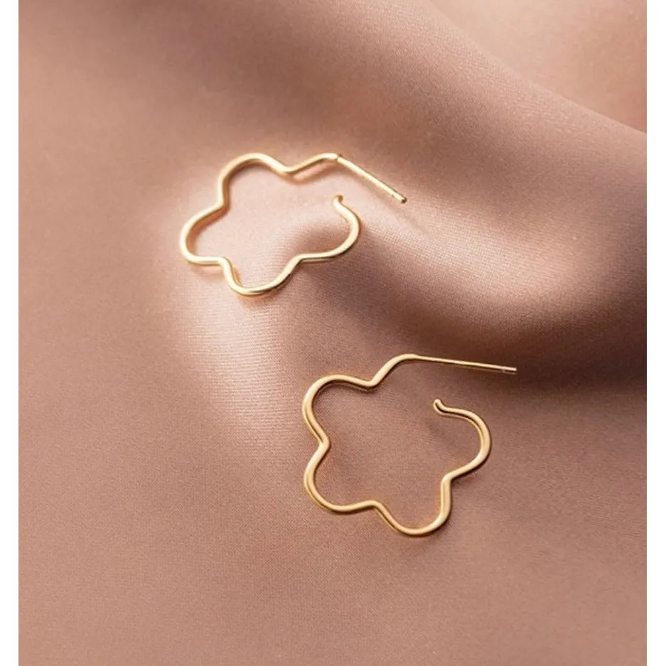 Flower Hoop Stud Earrings-SS038