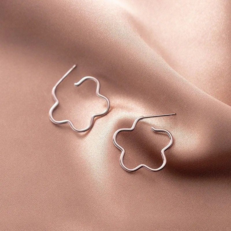 Flower Hoop Stud Earrings-SS038