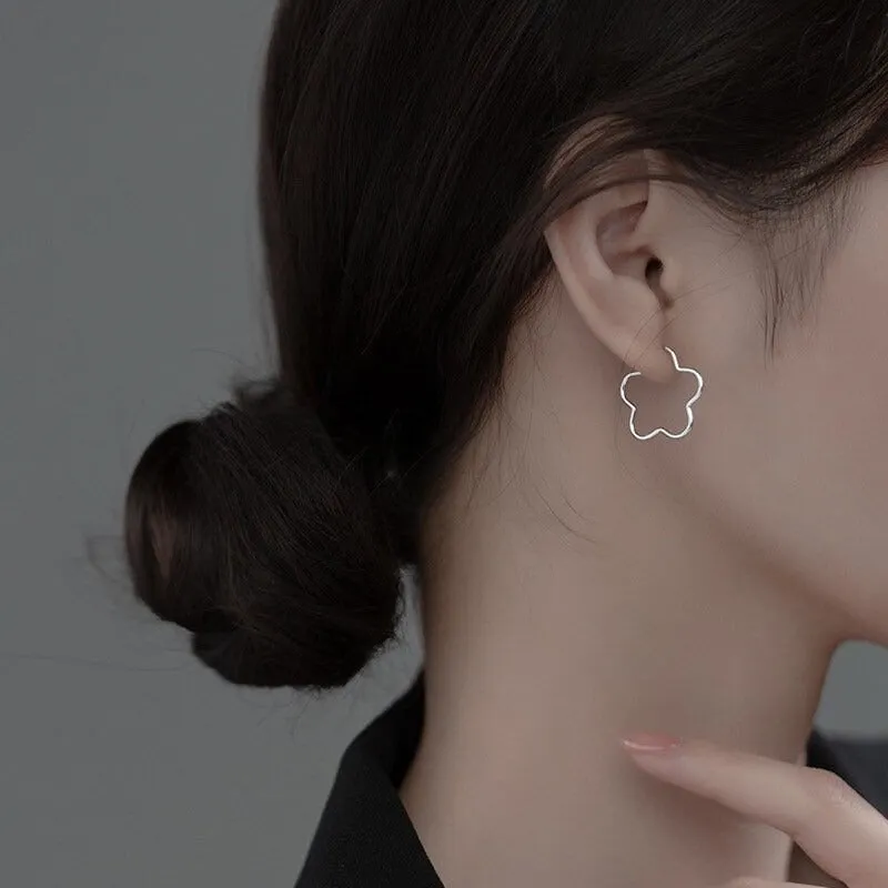 Flower Hoop Stud Earrings-SS038