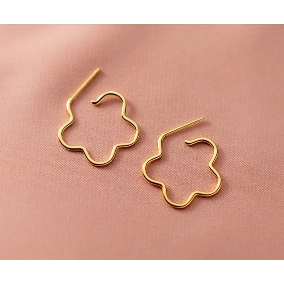 Flower Hoop Stud Earrings-SS038