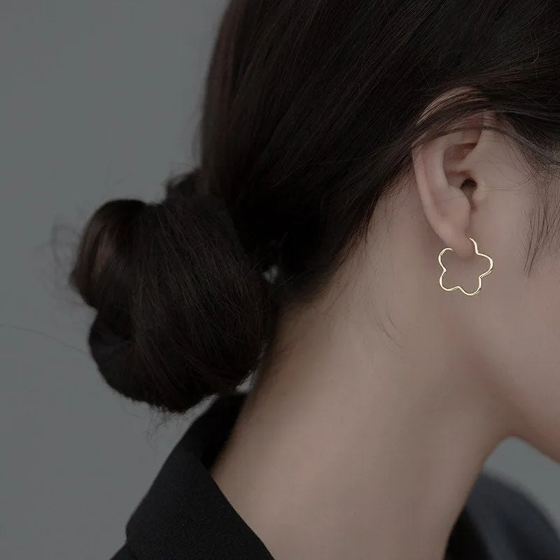 Flower Hoop Stud Earrings-SS038