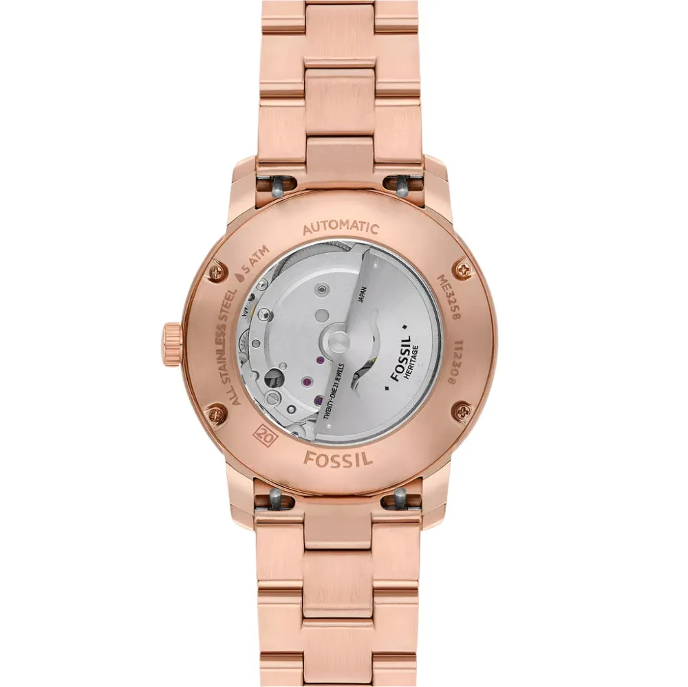 Fossil Heritage Unisex Automatic Rose Gold-Tone Stainless Steel Watch