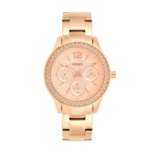 Fossil Stella Rose Gold Stainless Steel Rose Gold Dial Quartz Watch for Ladies - ES3590
